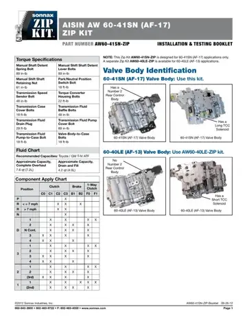 Aw60 41Sn Transmission Form Preview