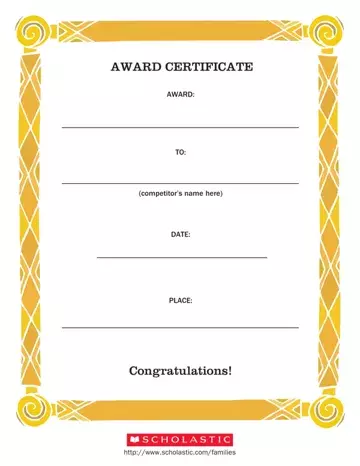 Award Certificate Preview