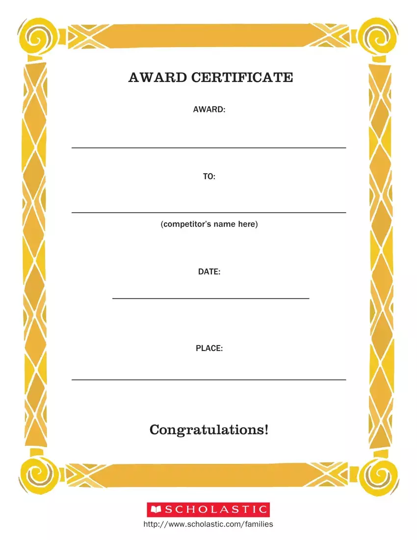 Award Certificate first page preview