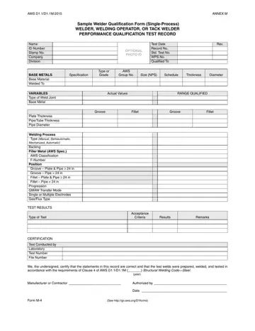 Aws D11 Welder Qualification Form Preview