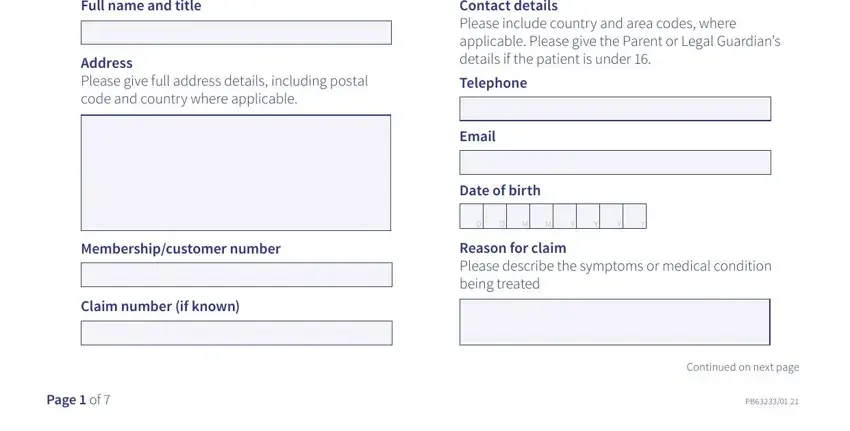 stage 1 to completing axa health insurance claim form