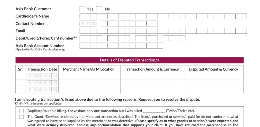 step 1 to writing axis bank ccrs form