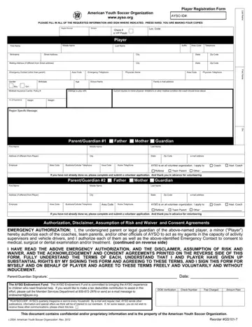 Ayso Registration Form Preview