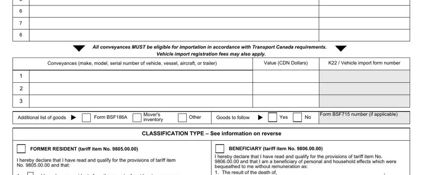 Filling out canada b4 form step 2