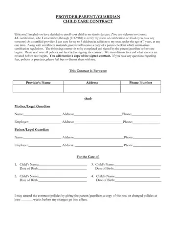 Babysitting Form For Parents Preview