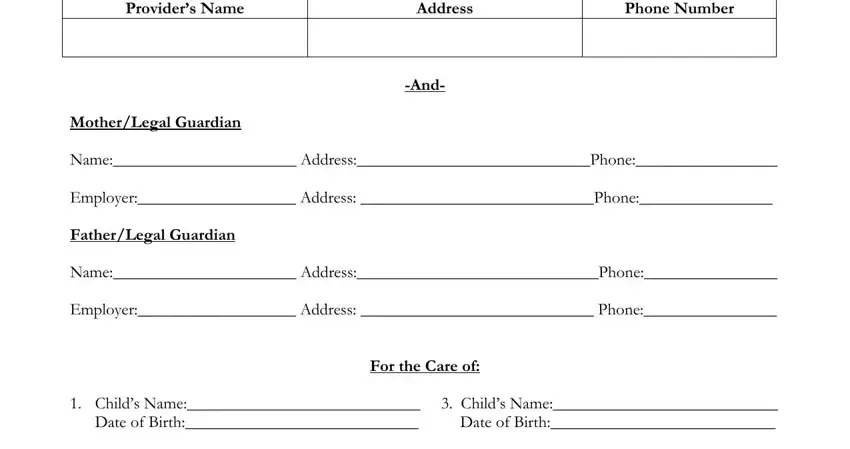 stage 1 to completing babysitting forms for babysitters to fill out