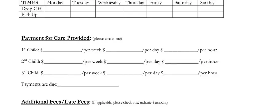 Filling out babysitting forms for babysitters to fill out step 3