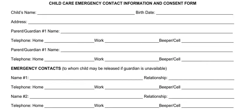 stage 1 to writing child care emergency form sample
