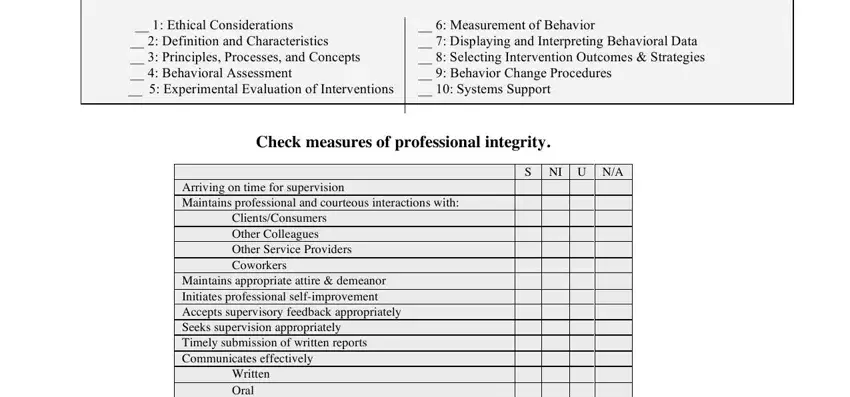 bacb tracker download Readings suggested by supervisor:, Check BACB task list items, __ 1: Ethical Considerations, __ 2: Definition and, __ 5: Experimental Evaluation of, __ 6: Measurement of Behavior __, Check measures of professional, Clients/Consumers Other Colleagues, Arriving on time for supervision, and S NI U N/A blanks to fill out