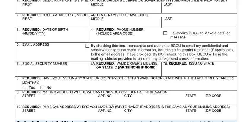 portion of empty spaces in background check form pdf