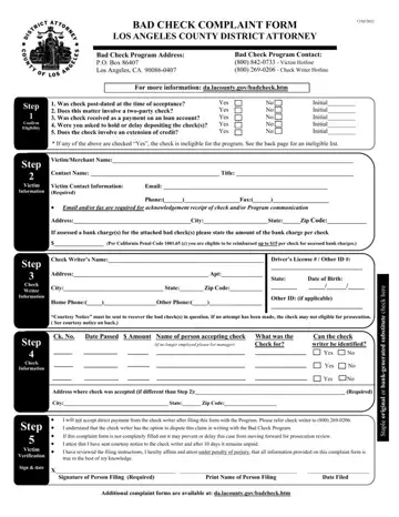 Bad Check Complaint Form Preview