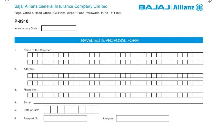 filling out bajaj travel elite proposal form part 1