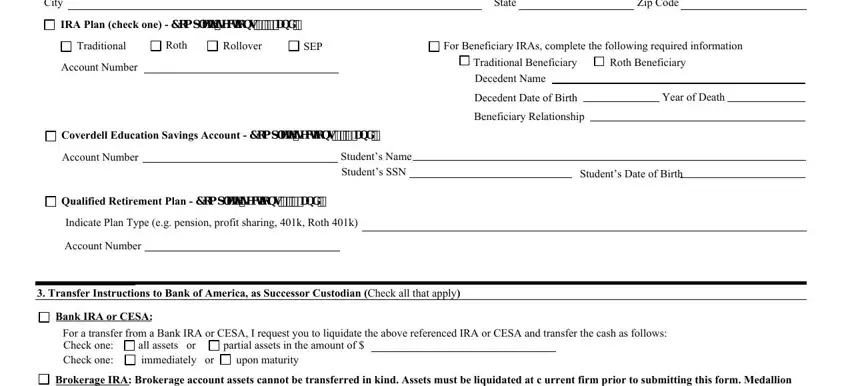 Completing letter headed paper of bank of america requesting for transfer step 2