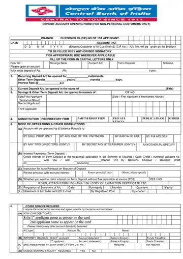 Bank Of India Account Opening Form Preview