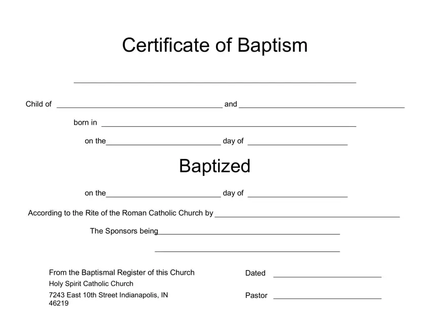 Baptism Certificate Online first page preview