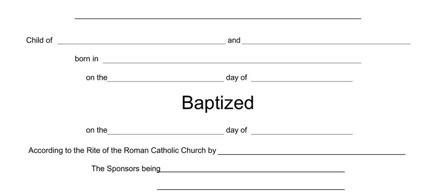 portion of fields in how to get baptismal certificate online