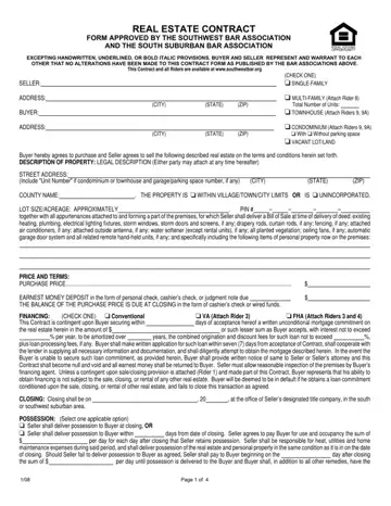 Bar Association Real Estate Contract Form Preview
