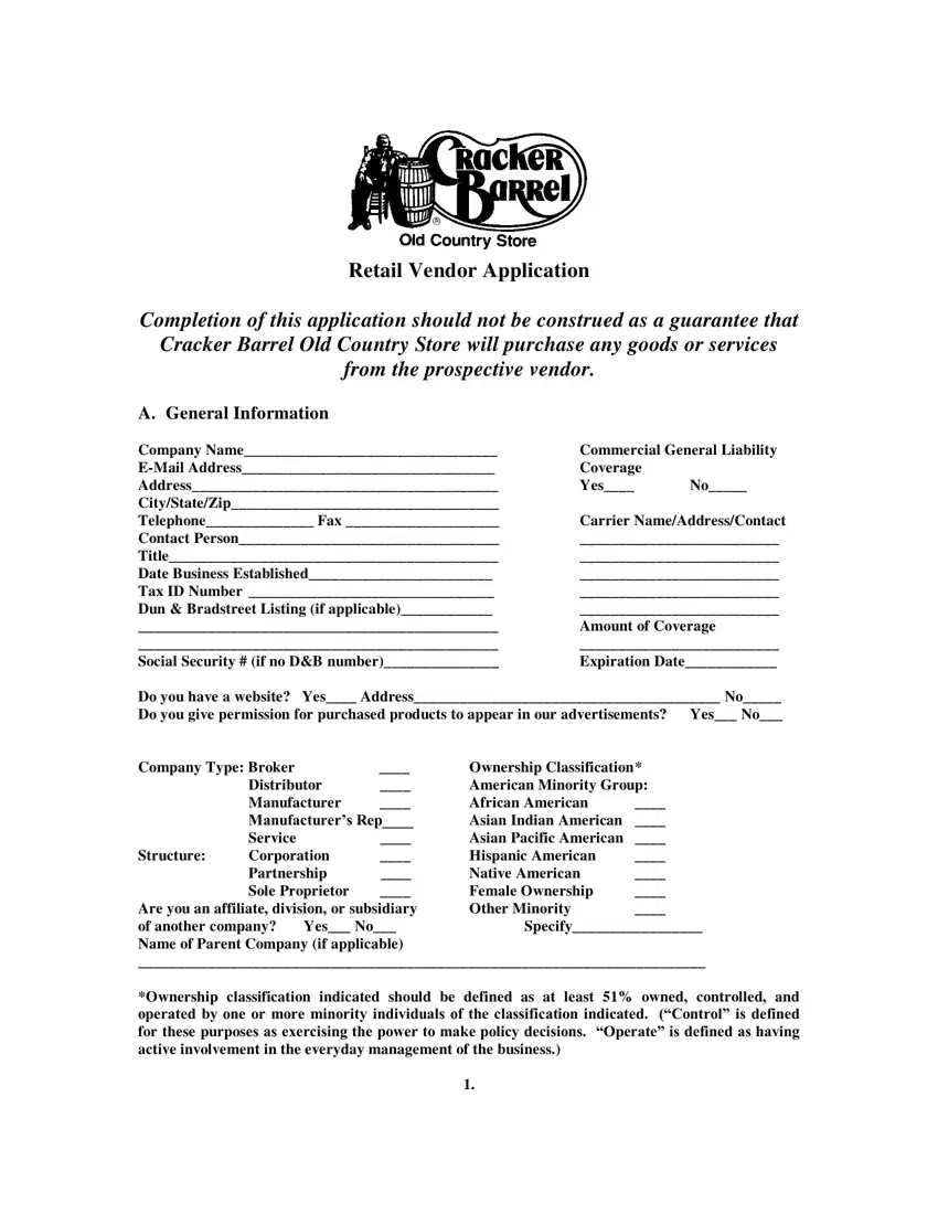 Barrel Vendor Application first page preview