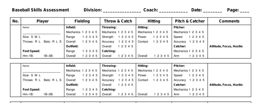  baseball evaluation forms printable spaces to fill out
