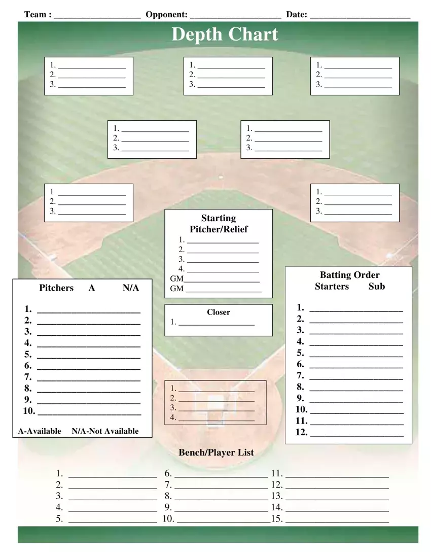 Baseball Field Lineup Template first page preview