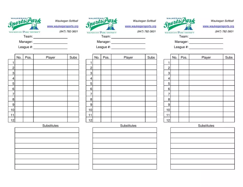 Baseball Lineup Sheets first page preview