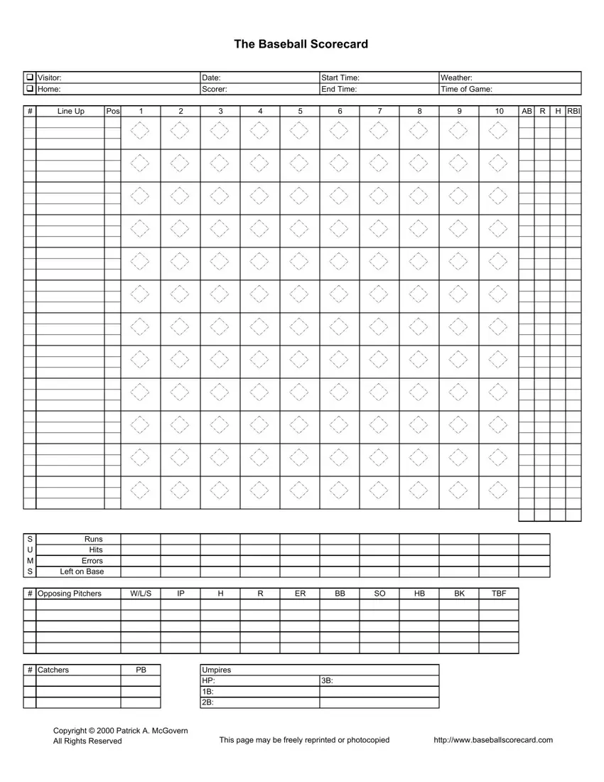 Baseball Scorecard first page preview