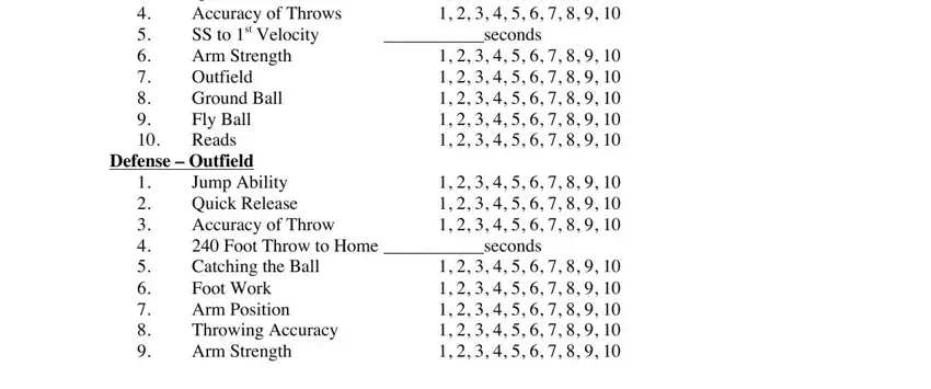 Finishing baseball tryout scoring sheet step 2