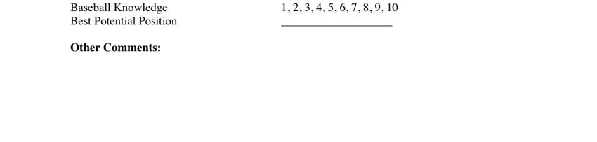Filling in baseball tryout scoring sheet step 4