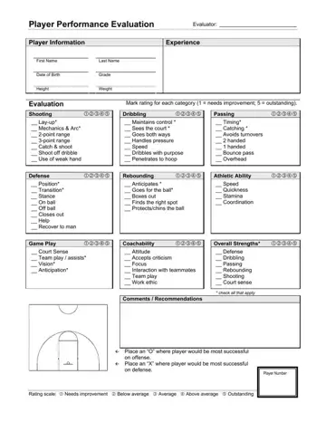 Basketball Evaluation Form Preview