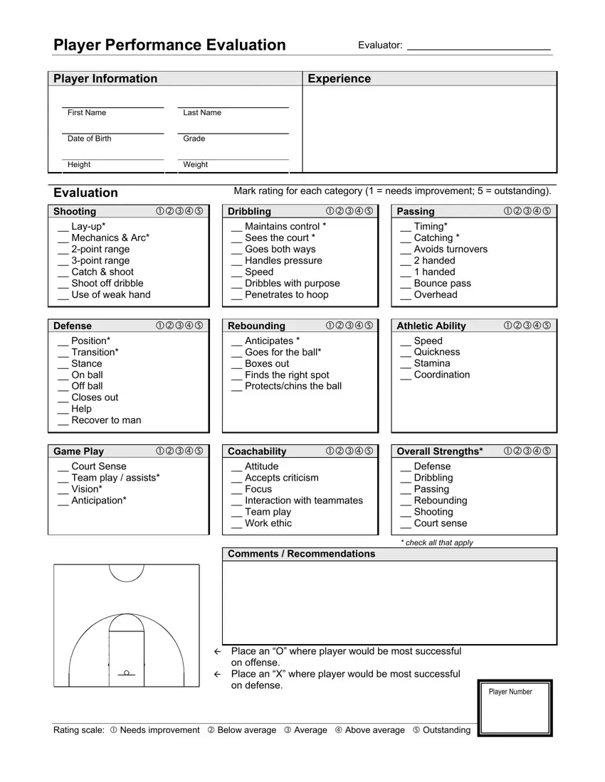 Basketball Evaluation Form first page preview