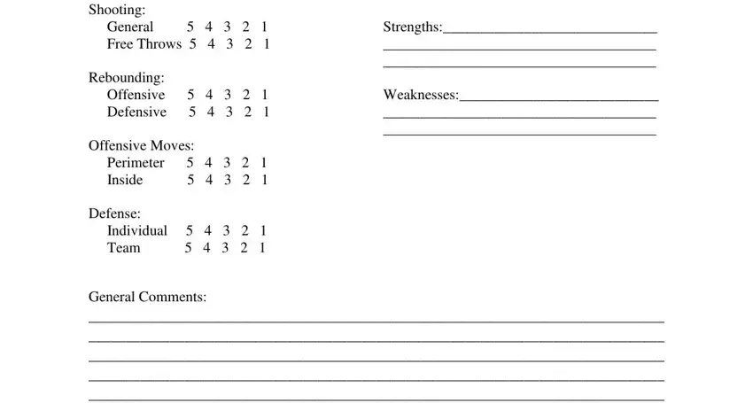 Completing basketball player evaluation forms step 2