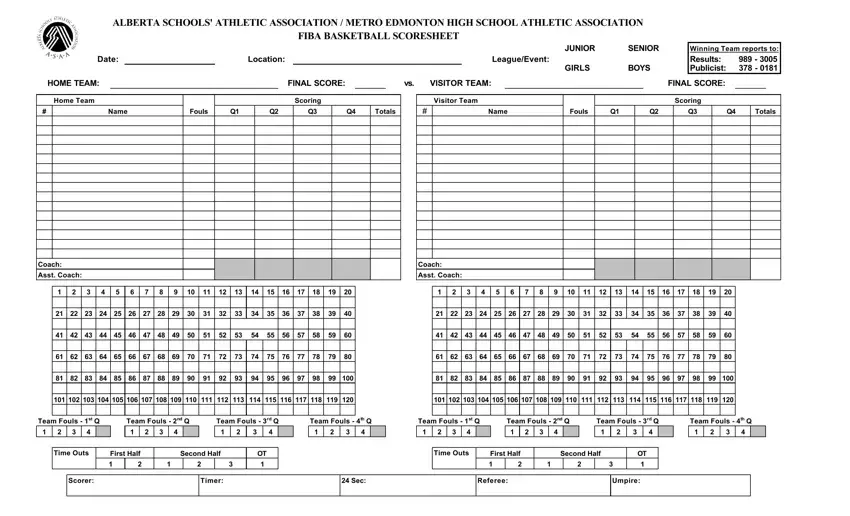 Basketball Scoresheet first page preview