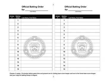 Batting Order Sheet Form Preview