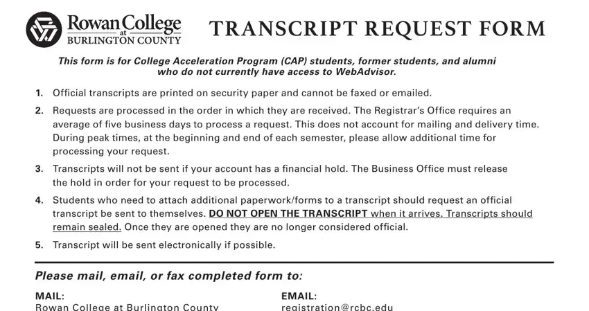 stage 1 to filling out burlington county community college ollege official transcript