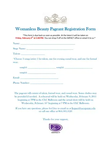 Beauty Pageant Registration Form Preview