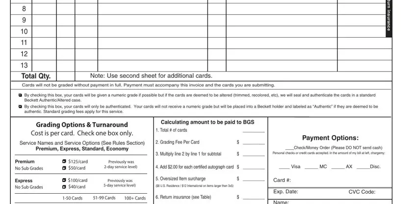 stage 2 to finishing Beckett Grading Form