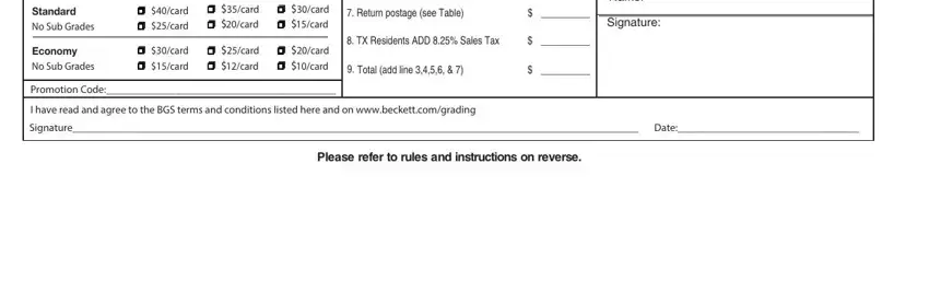 step 3 to completing Beckett Grading Form