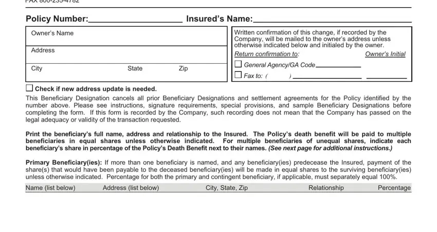 part 1 to filling in transamerica life insurance beneficiary