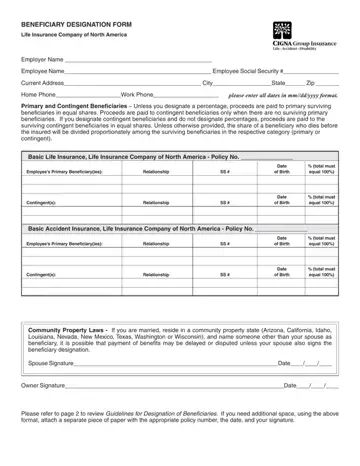 Beneficiary Form Template Preview