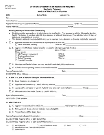 BHFS Form 142 Preview
