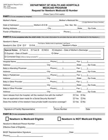 Bhsf Newborn Request Form Preview