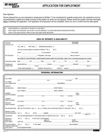 Bi Mart Application Form Preview