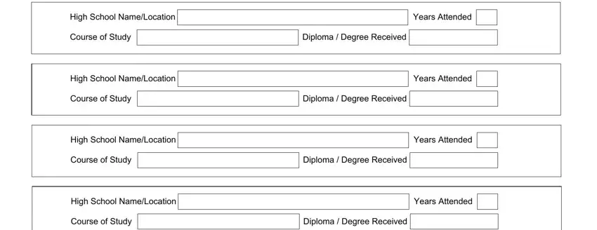 big r careers job get High School NameLocation, Years Attended, Course of Study, Diploma  Degree Received, High School NameLocation, Years Attended, Course of Study, Diploma  Degree Received, High School NameLocation, Years Attended, Course of Study, Diploma  Degree Received, High School NameLocation, Years Attended, and Course of Study fields to fill