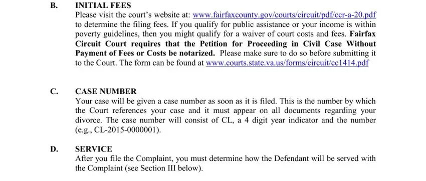 va divorce bill of complaint templates INITIAL FEES Please visit the, CASE NUMBER Your case will be, and SERVICE After you file the blanks to fill