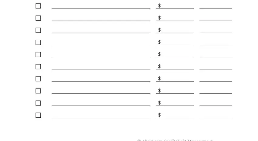 monthly bill payment log pdf Aboutcom CreditDebt Management blanks to fill