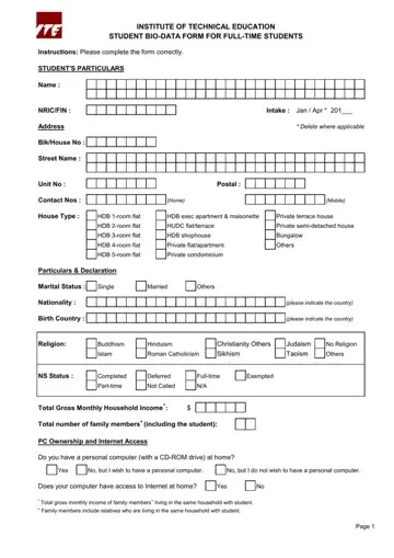 Bio Data Form For Students Preview