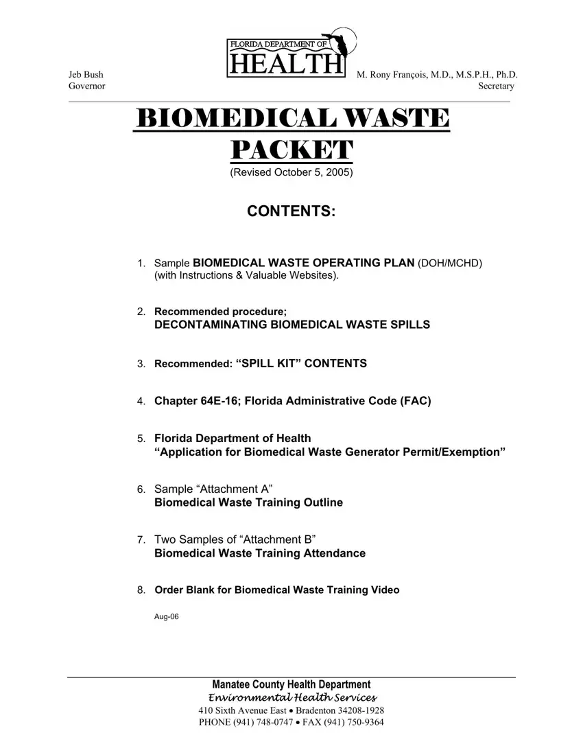 Biomedical Waste Operating Plan first page preview