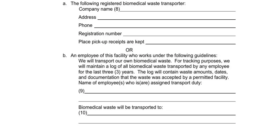 Filling in sample biomedical waste stage 5
