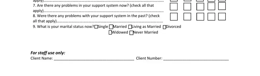 online assessments biopsychosocial Are there any problems in your, Widowed Never Married, and For staff use only Client Name blanks to fill