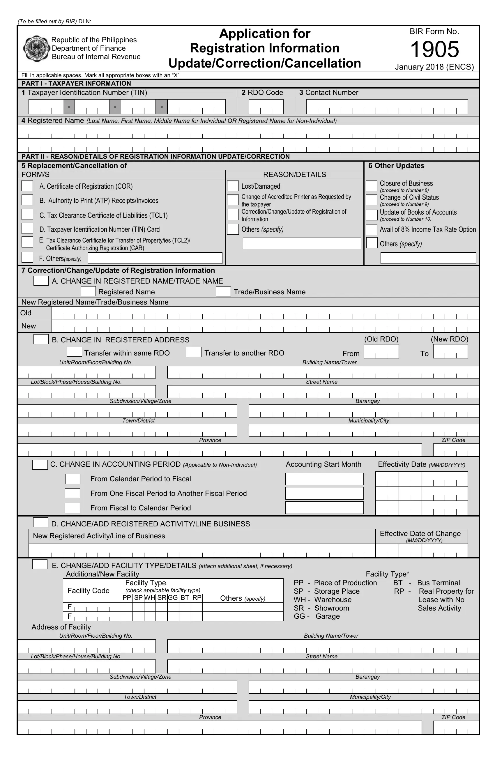 BIR Application Letter Sample